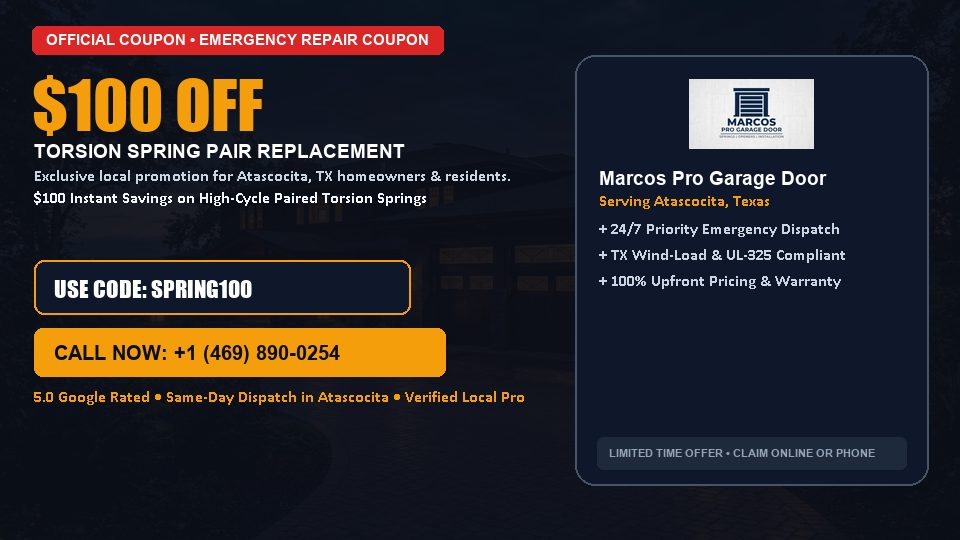 Marcos Pro Garage Door $100 OFF Dual Torsion Spring Replacement