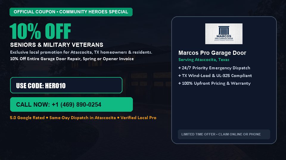 Marcos Pro Garage Door 10% OFF Seniors & Military Veterans in Atascocita, TX